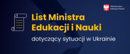 List Ministra Edukacji i Nauki w związku z przyjmowaniem uczniów ukraińskich do polskich szkół